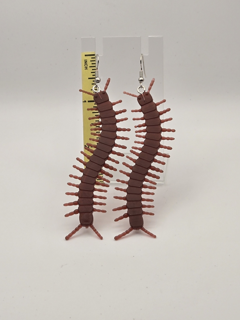 Brown Centipede Dangle Earrings - Novelty Women's Jewelry